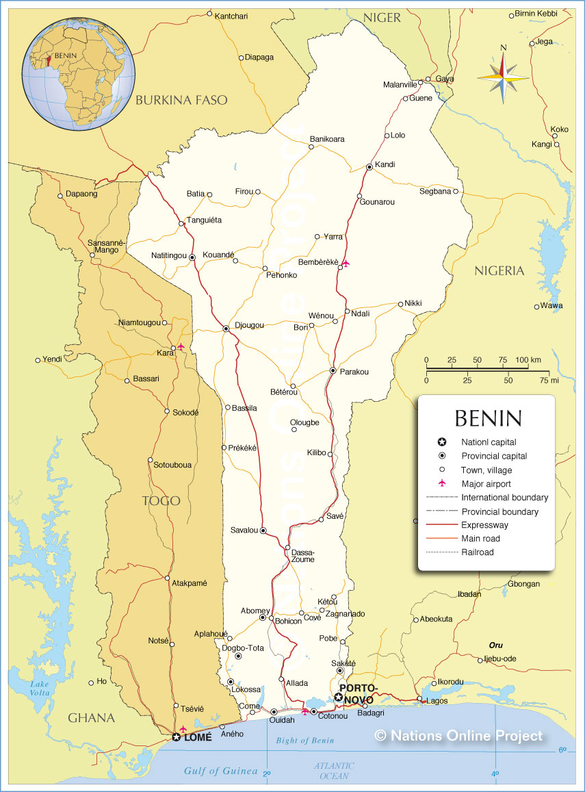 benin politique carte